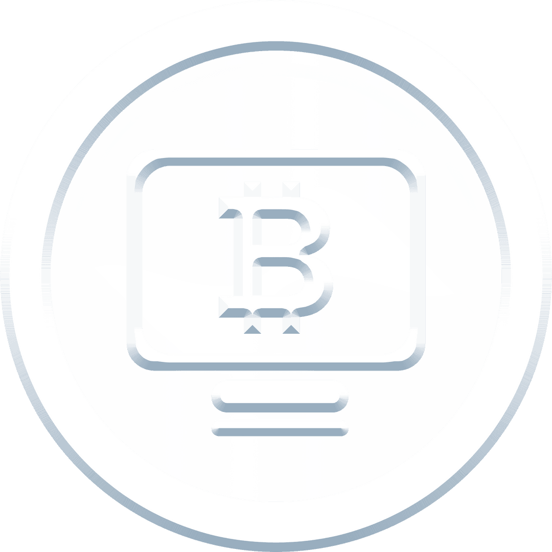Transparent Bitcoin Symbol on White Round Disk