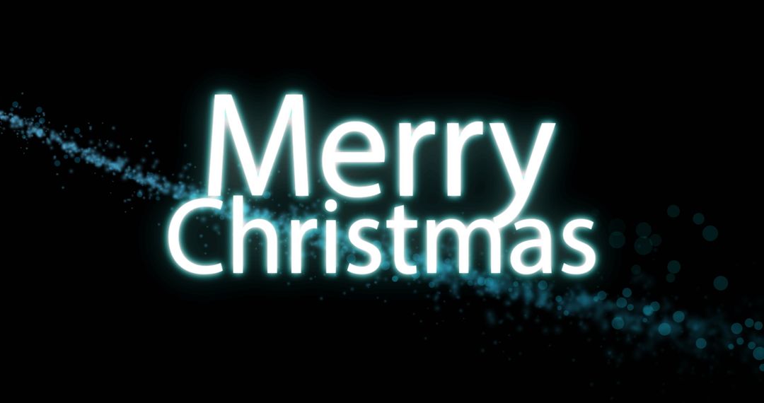 Merry Christmas Glowing Text on Black Background
