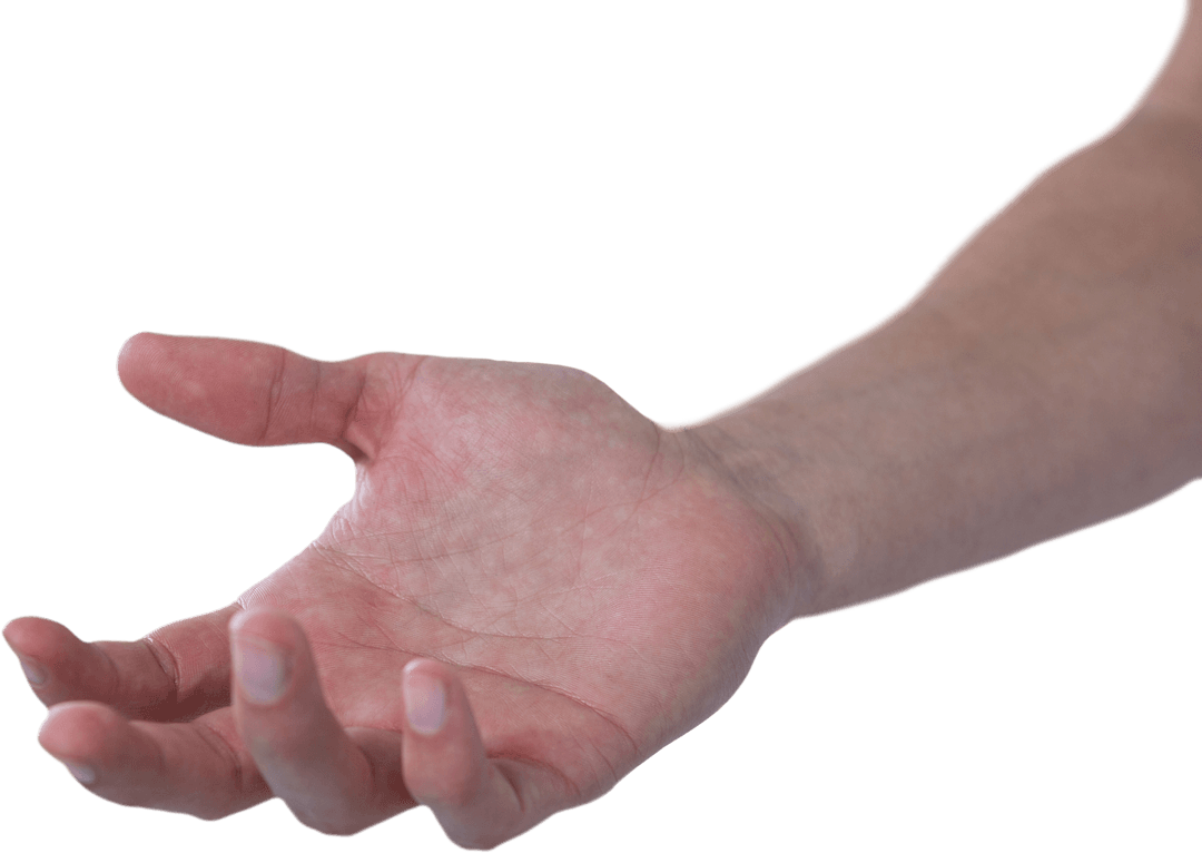 Transparent Outstretched Male Hand With Empty Palm