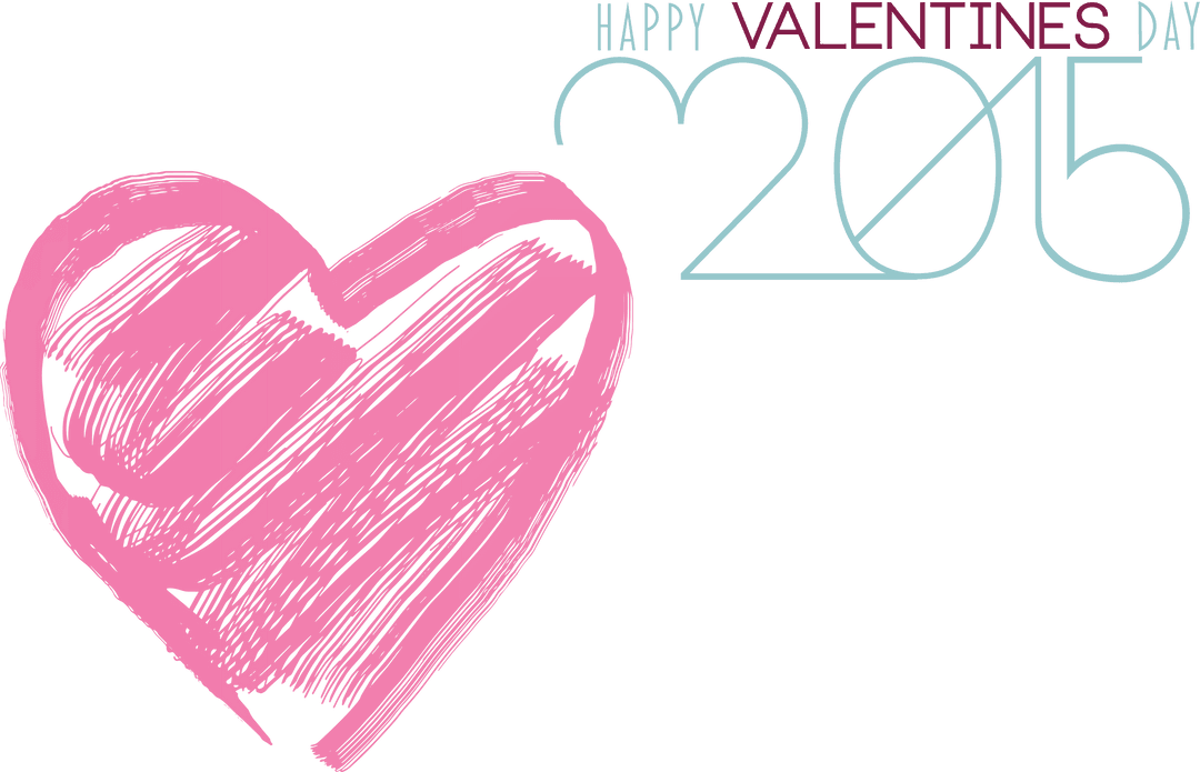 Pink Heart and Happy Valentines Day 2015 in Transparent Design