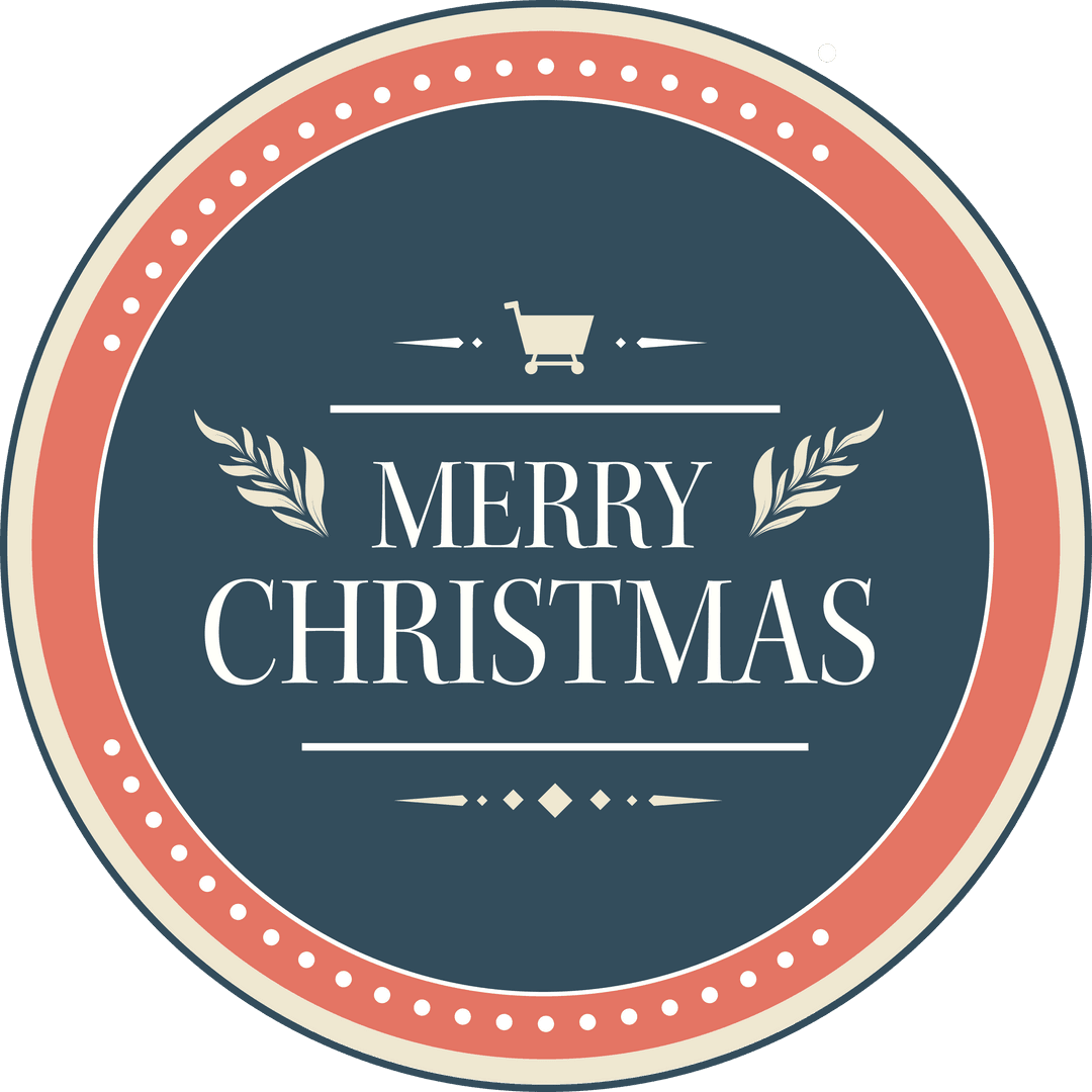 Circular Retro Style Merry Christmas Transparent Banner Design