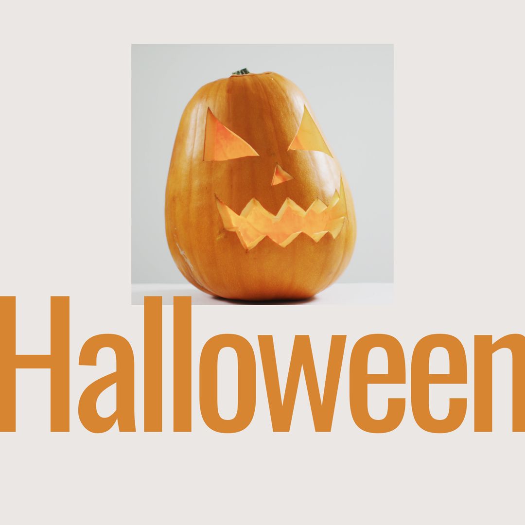 Halloween Pumpkin with Spooky Face Design and Halloween Text - Download Free Stock Templates Pikwizard.com