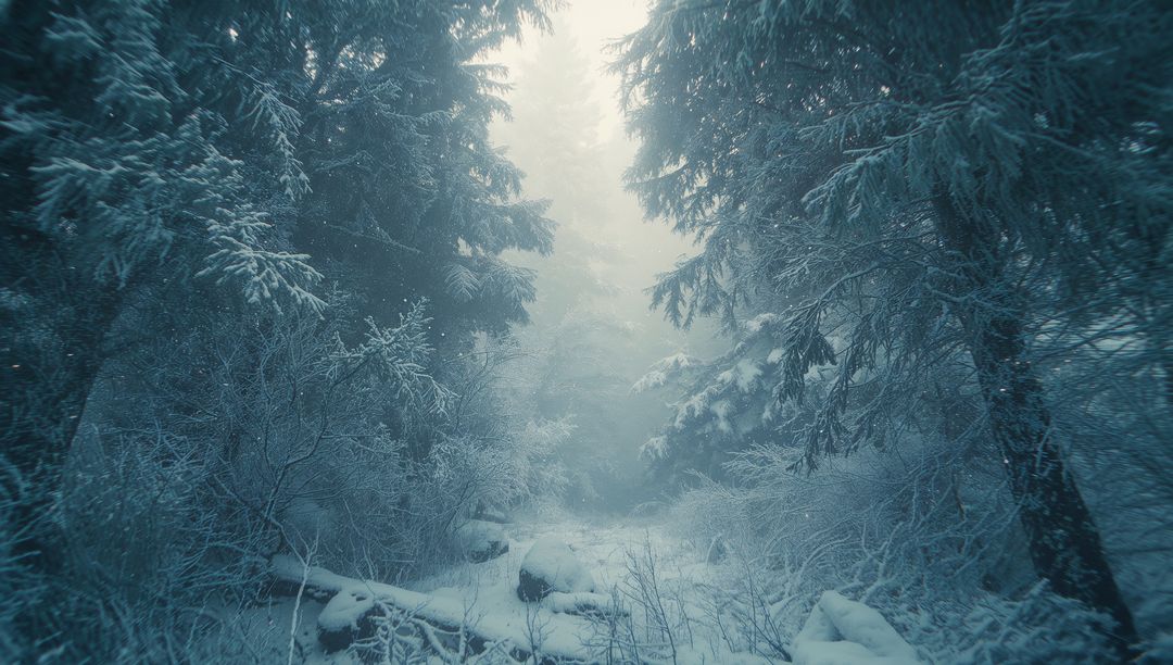 Enchanted Winter Wonderland in Serene Pine Forest