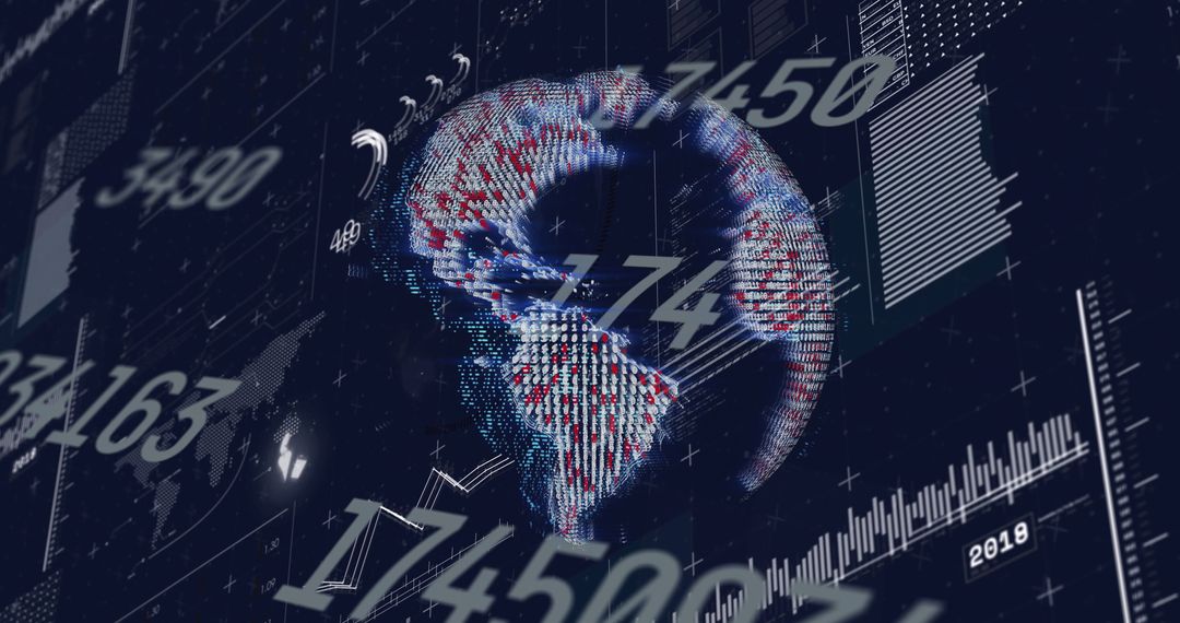 Dynamic 3D Digital Globe with Futuristic Data Visualization