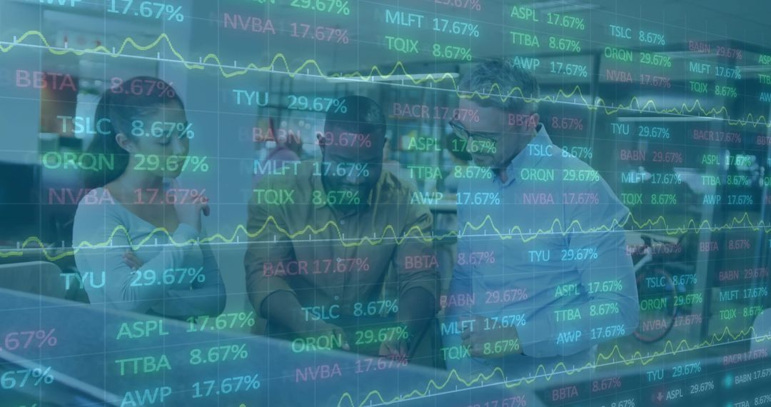 Finance Professionals Analyzing Stock Market Data on Screens