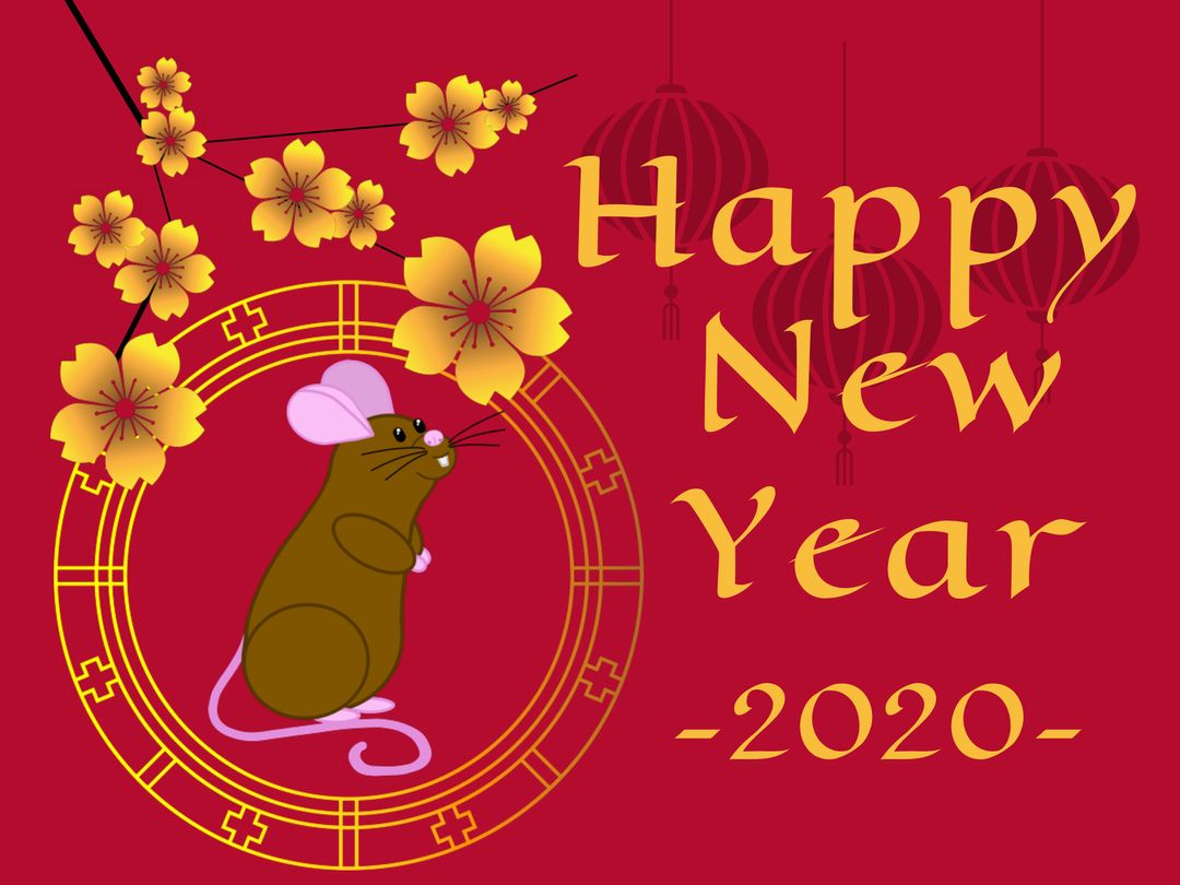 Festive Lunar New Year Card with Mouse and Golden Accents