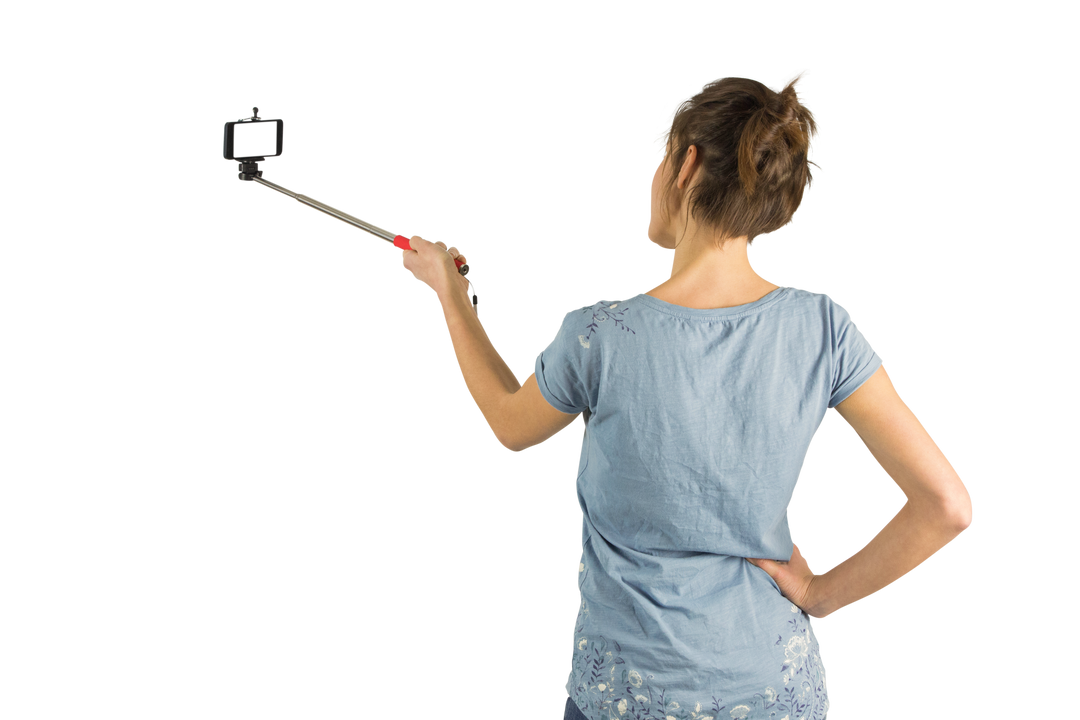 Transparent Back View of Woman Taking Selfie With Smartphone - Download Free Stock Images Pikwizard.com