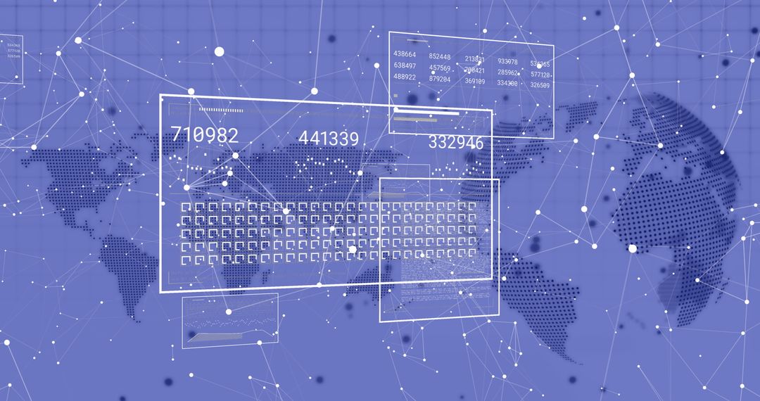 Digital Data Processing Over World Map Technology Background