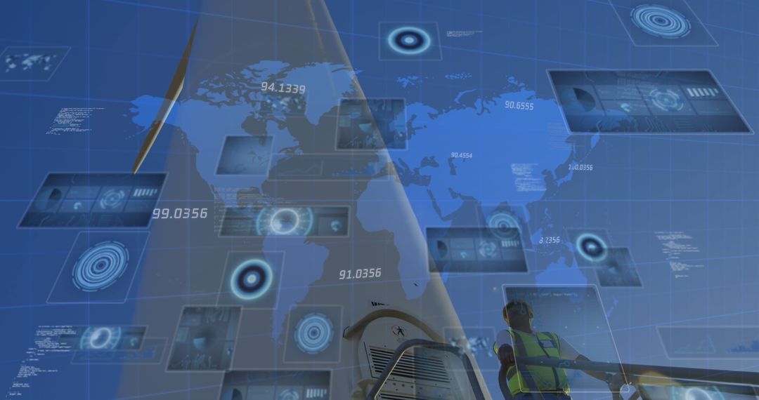 Engineer Using AR Technology on Construction Site With Global Connections