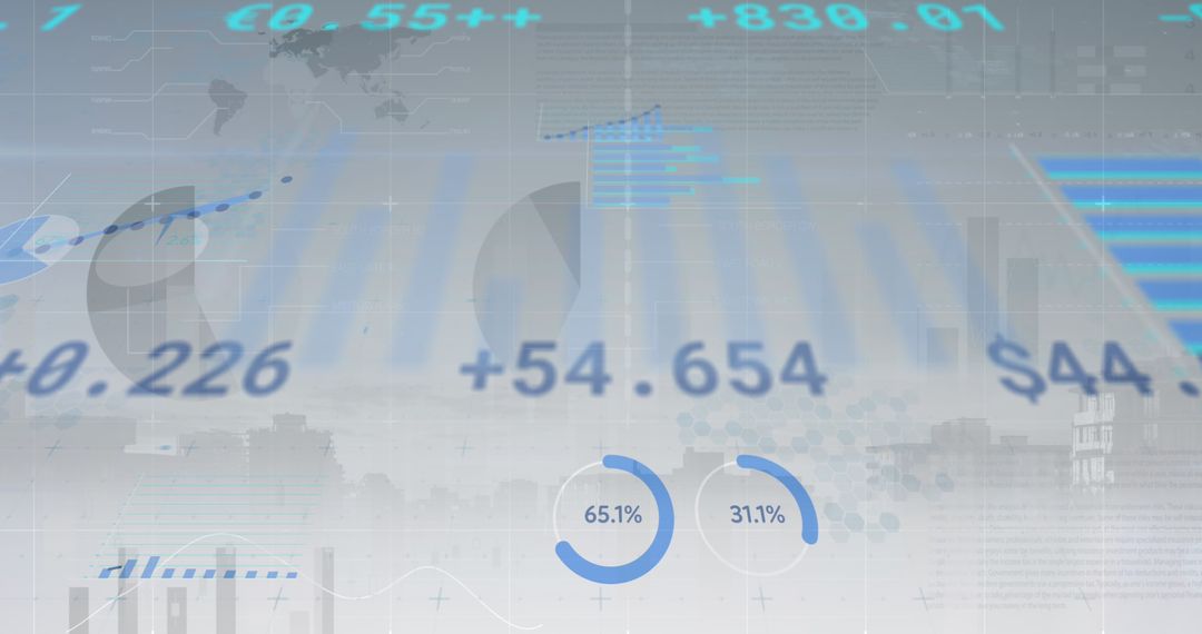 Financial Data and Stock Market Overlay on Cityscape