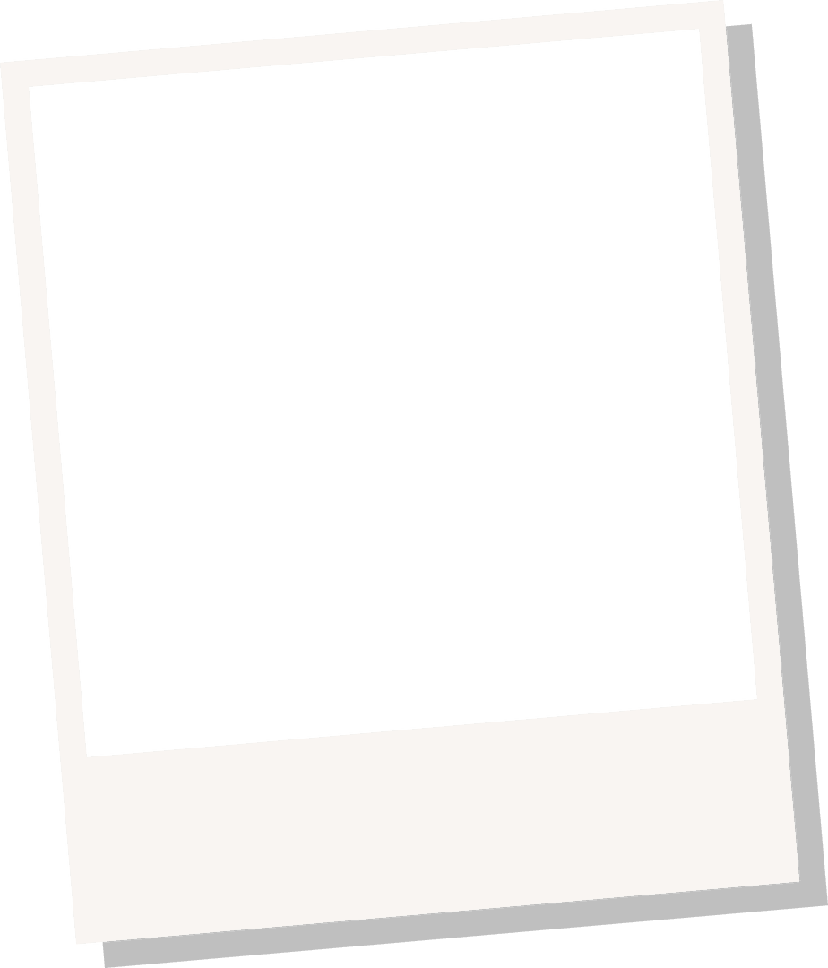 Transparent floating polaroid frame with shadow on clear background