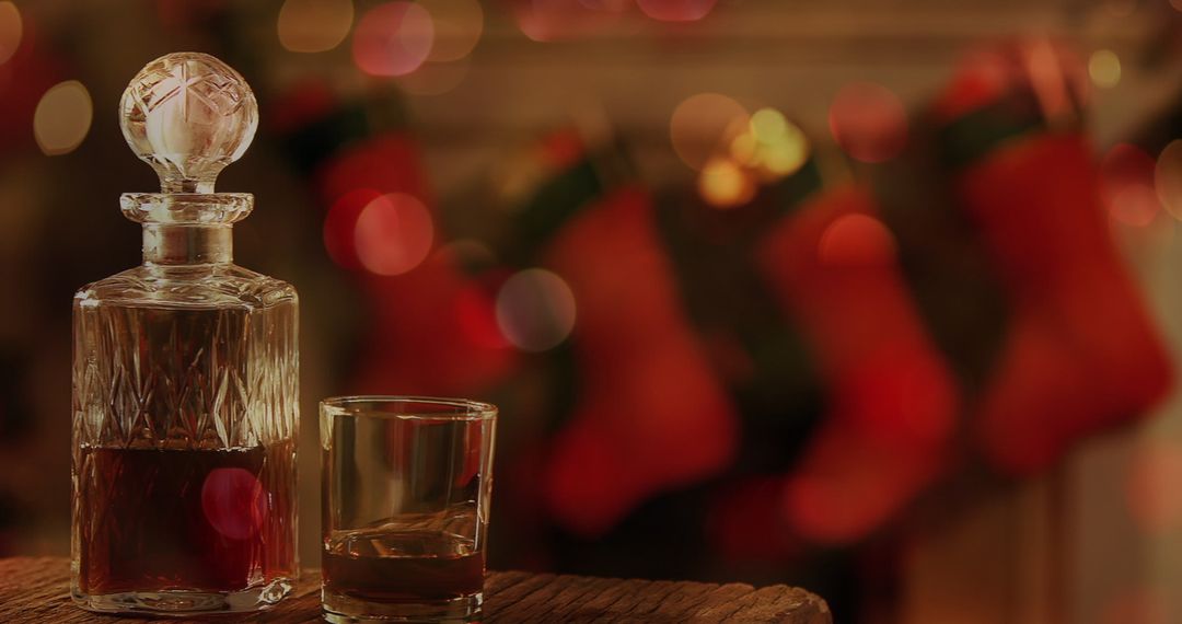 Festive Christmas Setting with Decanter and Stockings