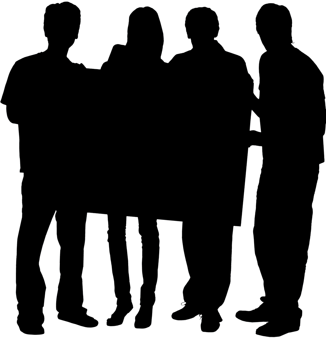 Transparent Silhouette of Group Holding Blank Banner