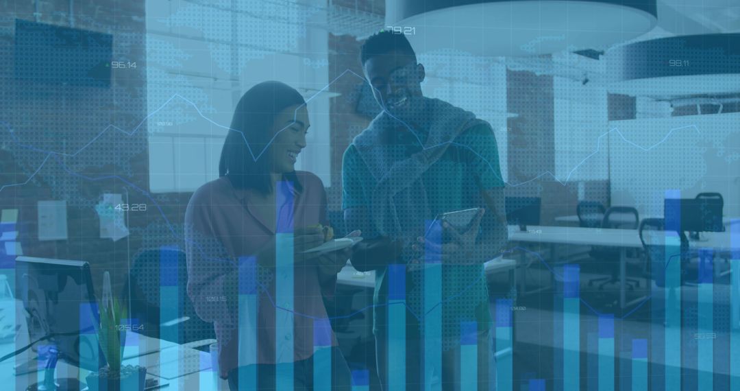 Professionals Analyzing Data on Tablet in Modern Office