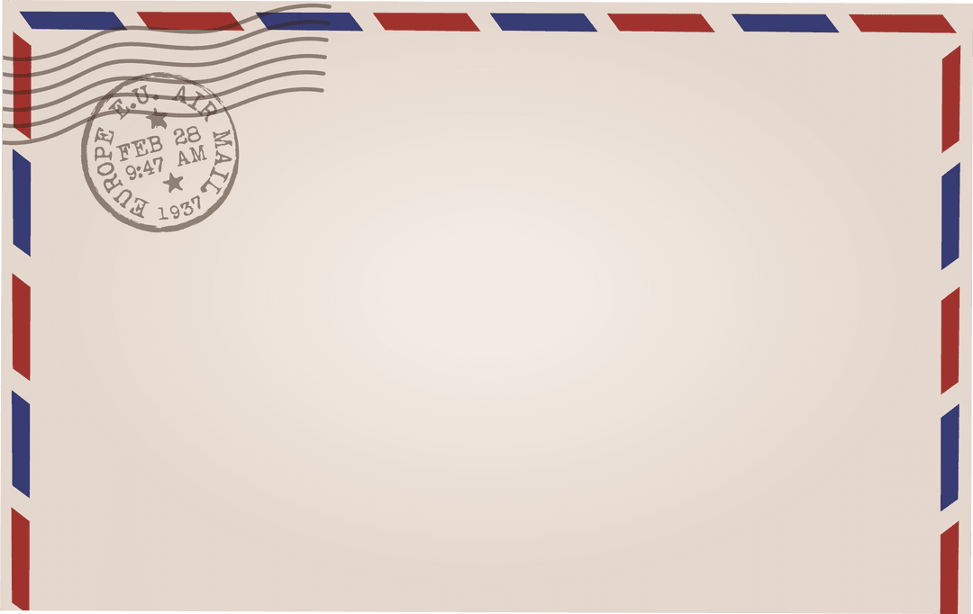 Transparent Vintage Airmail Envelope with Red-Blue Border