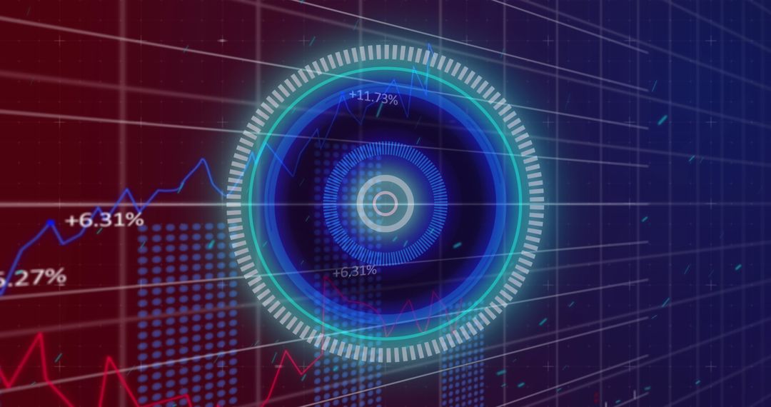 Futuristic Digital Hologram with Dynamic Business Charts