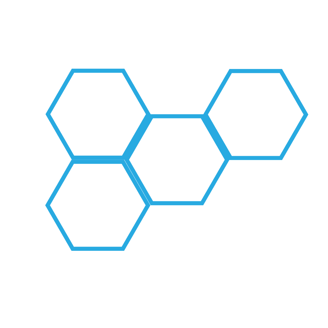 Transparent molecular diagram with hexagonal bonds