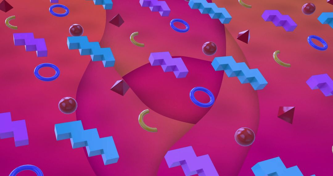 Vibrant Geometric Patterns Over Pink Background