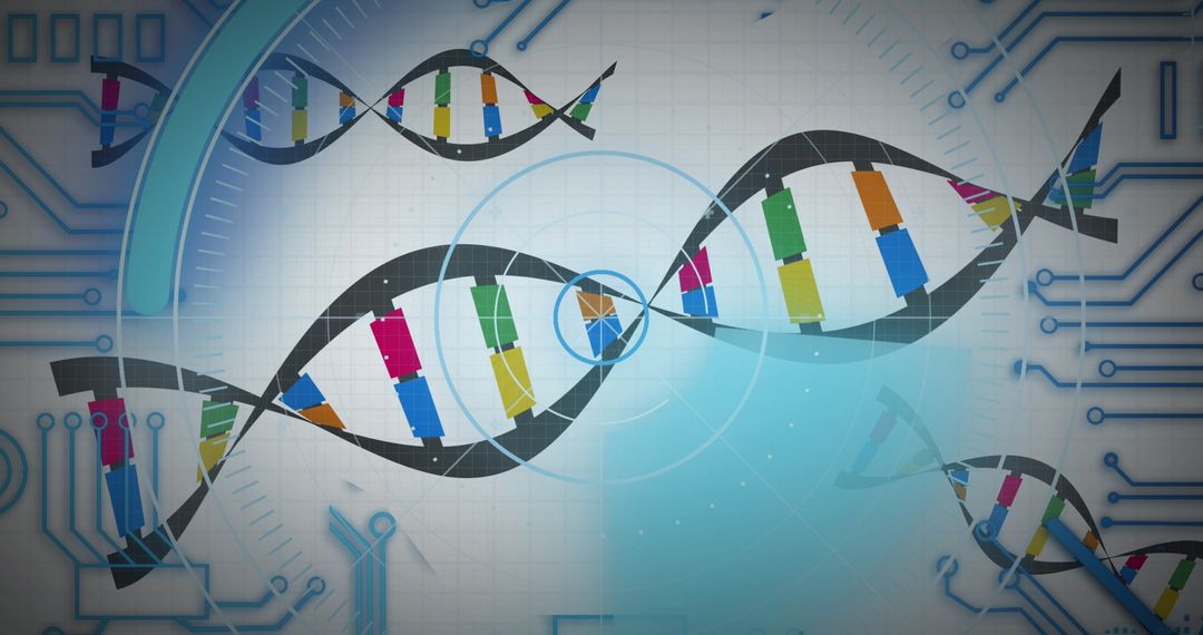 DNA Strands and Circuitry Representing Medical Data Technology