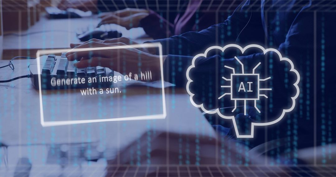 Person Using AI Software to Generate Digital Art in Workspace