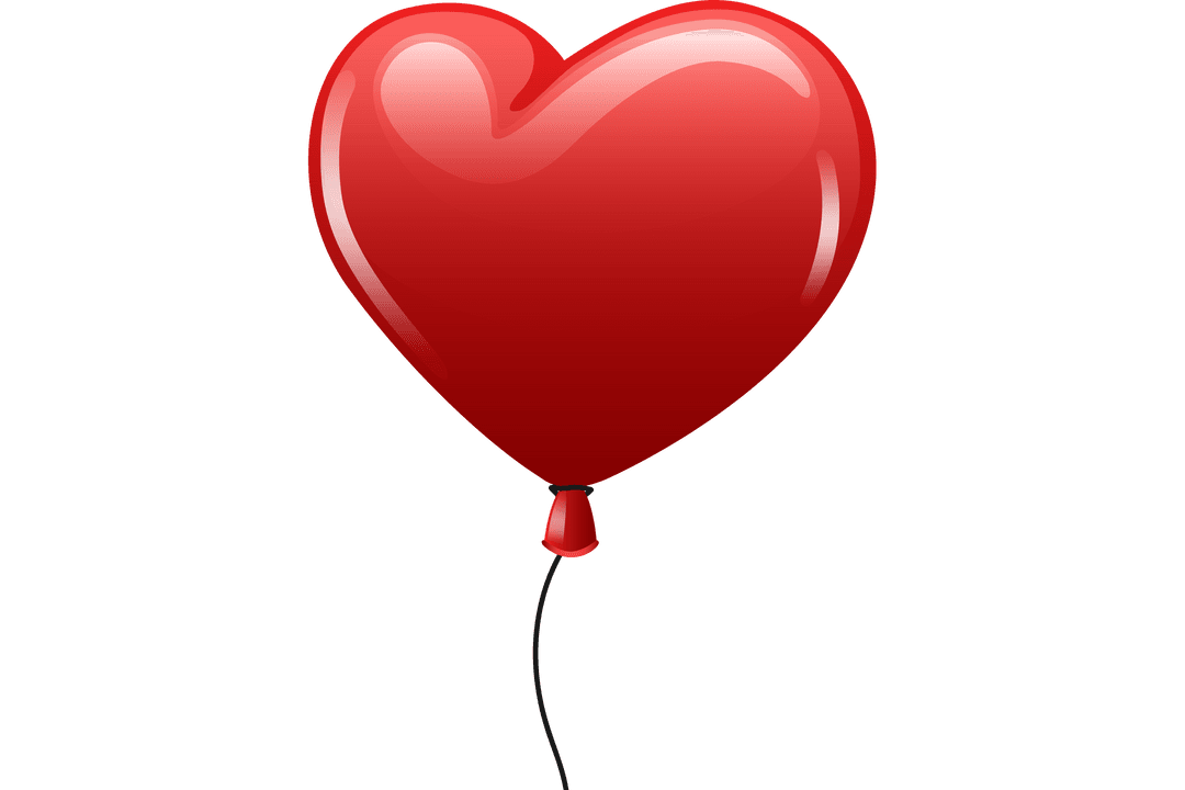 Shiny Red Heart Balloon Virtual Gift Transparent Background