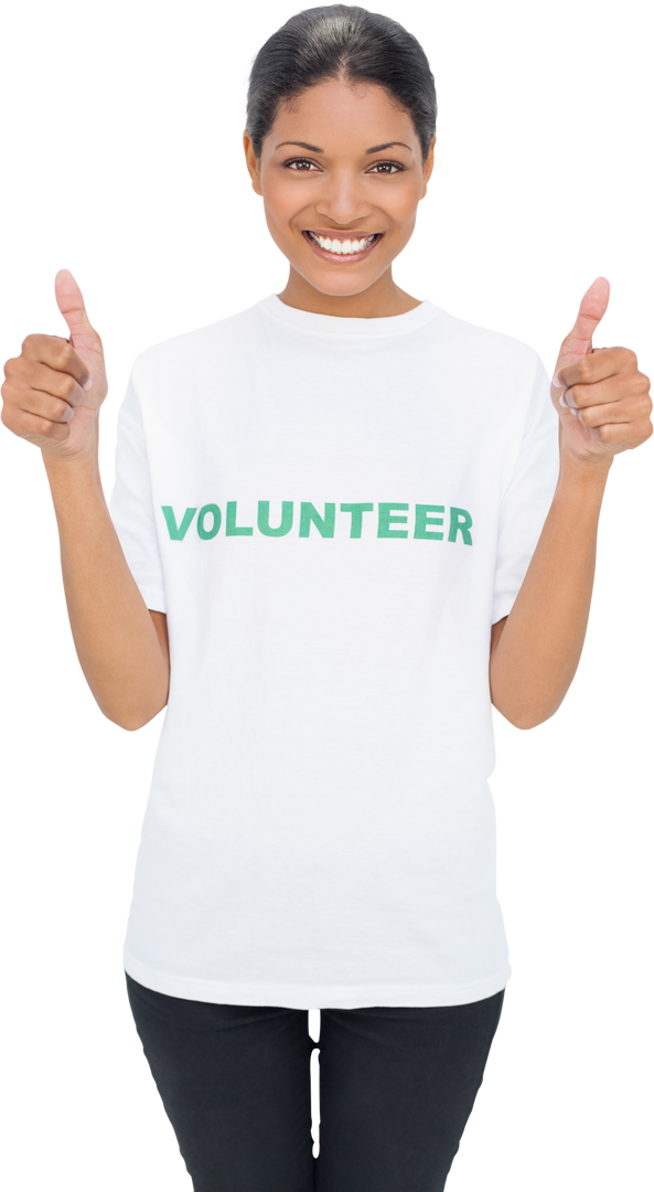 Transparent Volunteer T-Shirt Model Smiling with Thumbs Up - Download Free Stock Images Pikwizard.com