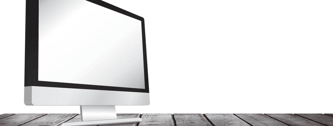 Transparent Monitor on Wooden Desk Technology Concept Free Space