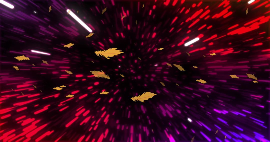 Dynamic Red Light Trails with Flying Feathers