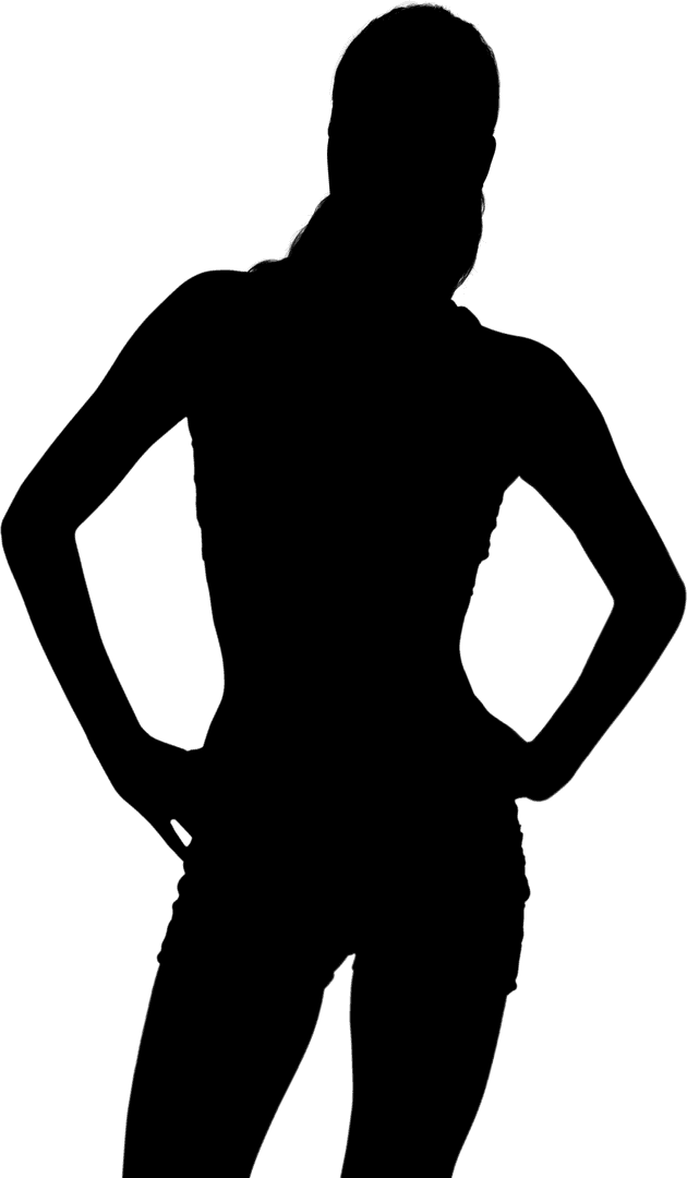 Silhouette of Sportswoman with Hands on Waist on Transparent Background