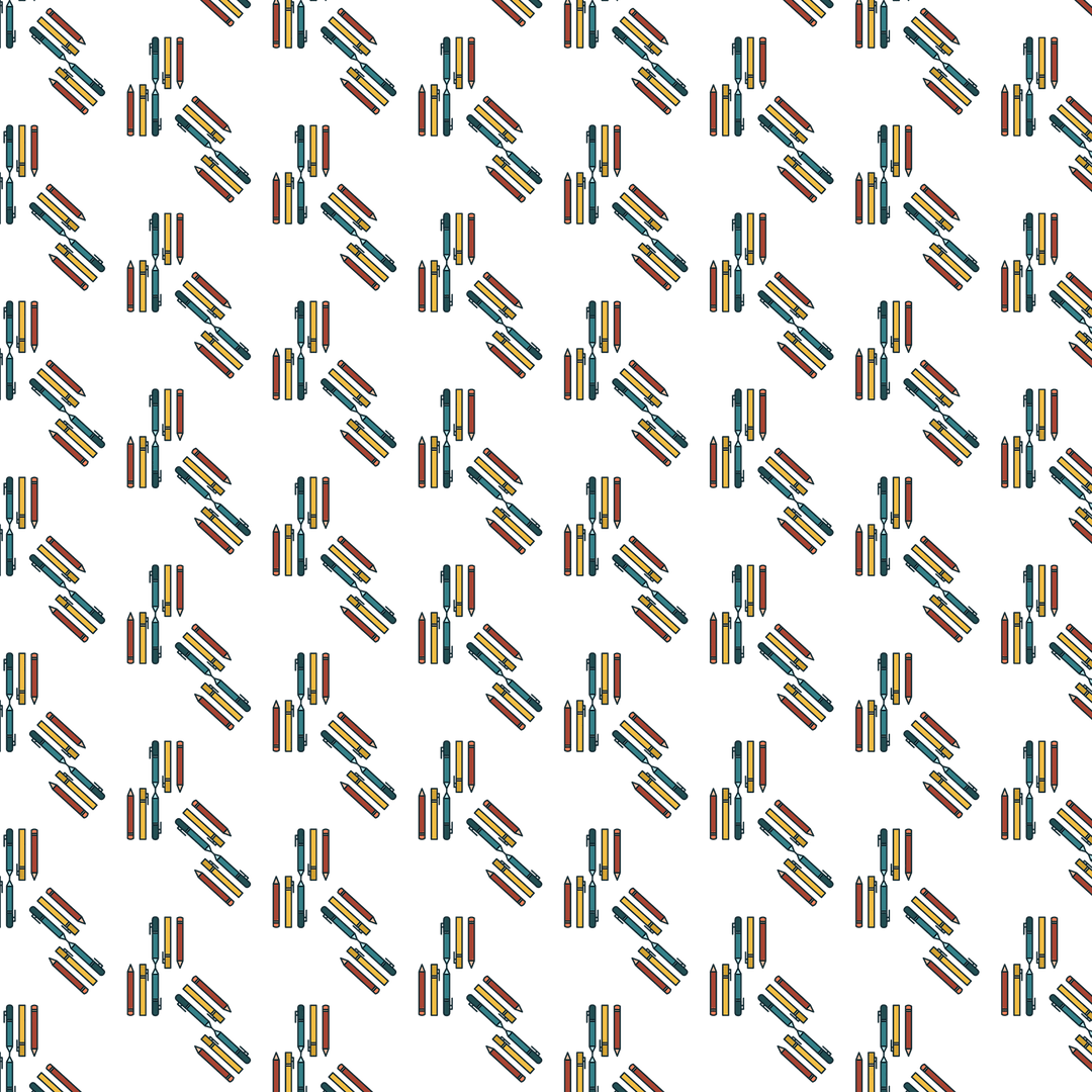 Colorful Repeated Pen Pattern on Transparent Background