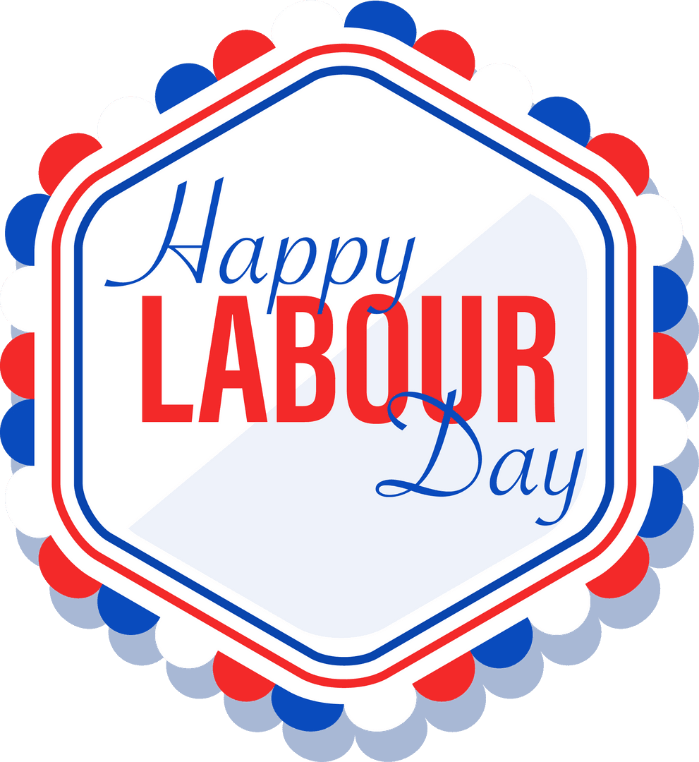 Transparent Labour Day Badge with Patriotic Scalloped Borders
