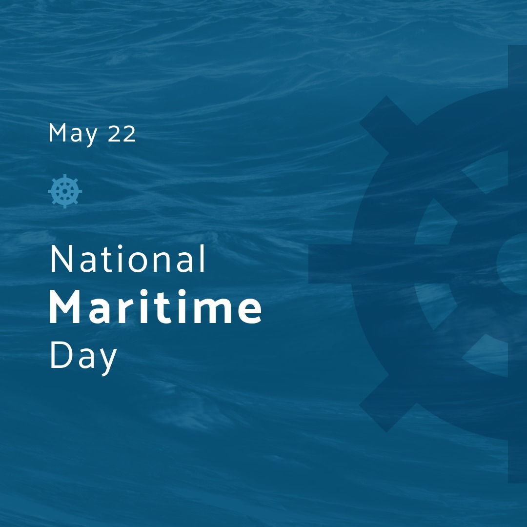 Illustration of sea with may 2022 and national maritime day text over blue background, copy space - Download Free Stock Templates Pikwizard.com