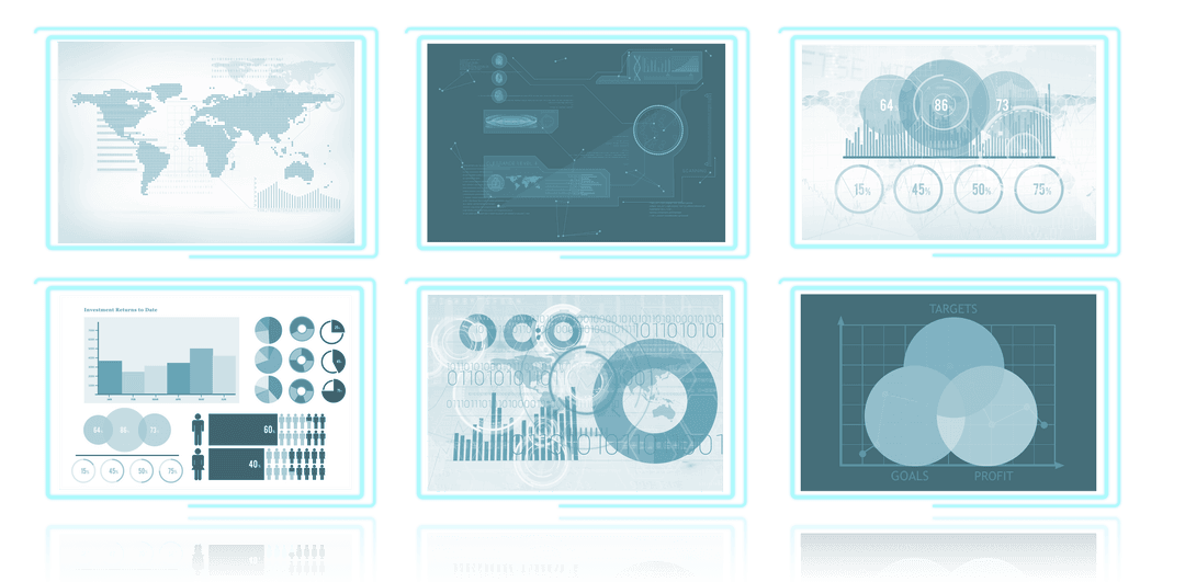 Digital Vector Charts and Graphs on Transparent Interactive Screens - Download Free Stock Images Pikwizard.com