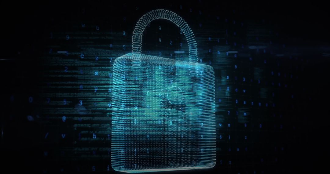 Futuristic Padlock Symbolizing Cybersecurity and Data Protection