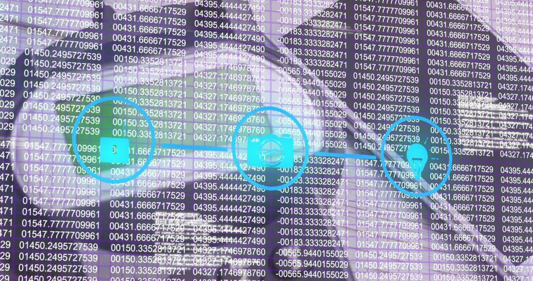 Data Security and Contactless Payment Icons on Tech Background