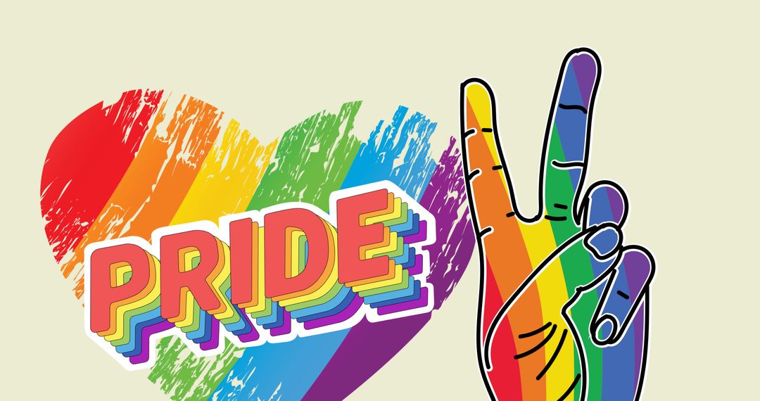 Vibrant Rainbow Pride Symbol with Peace Hand Gesture