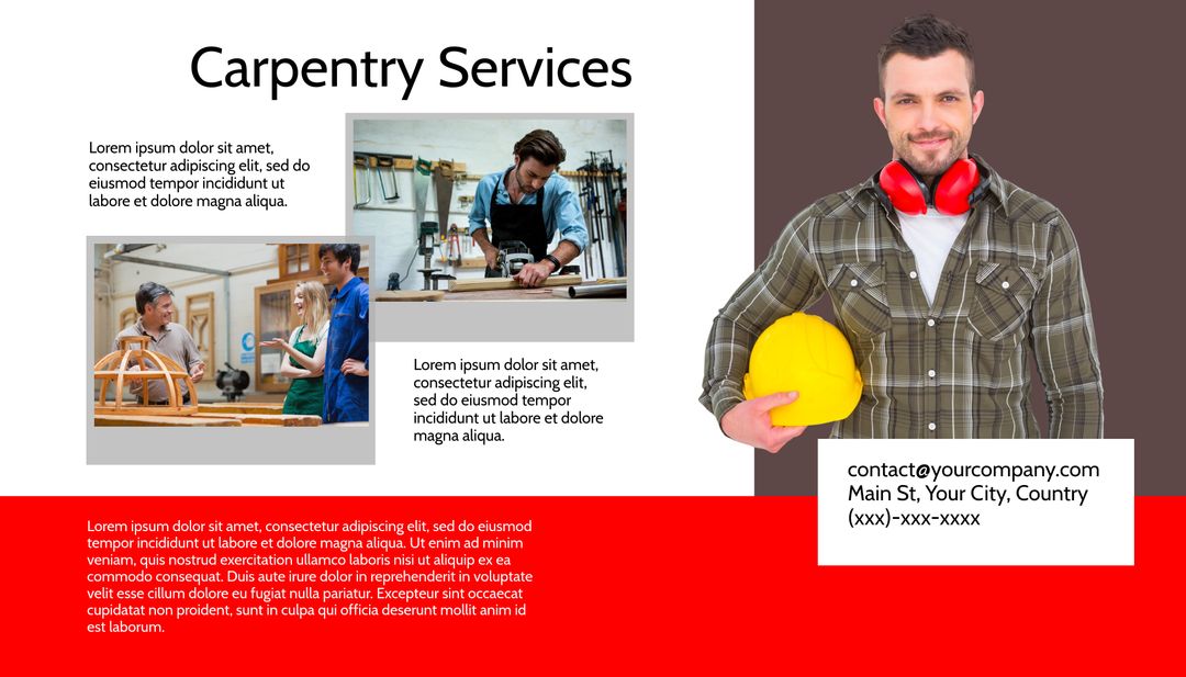 Carpentry Services Flyer with Professional Carpenter