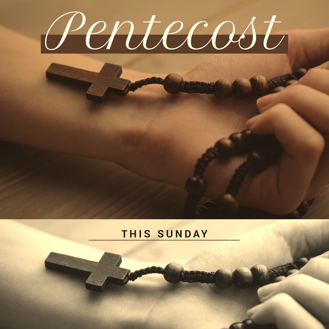 Pentecost Concept with Rosary and Cross in Hands - Download Free Stock Templates Pikwizard.com