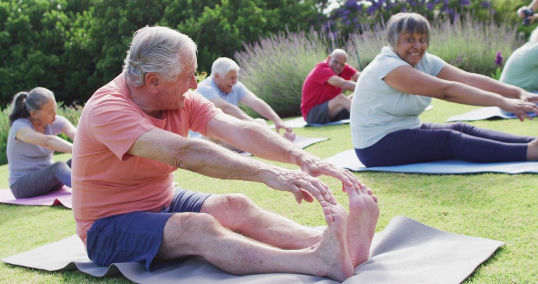 Senior Group Practicing Outdoor Yoga in Park - Free Images, Stock Photos and Pictures on Pikwizard.com