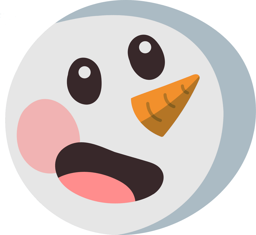 Whimsical Snowman Face Illustration on Transparent Background