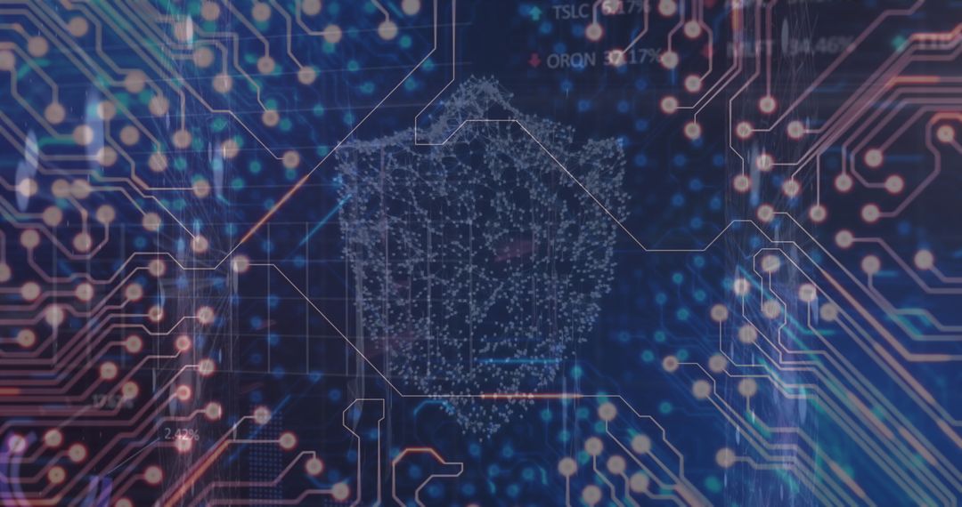Futuristic Digital Interface with Pulsing Data Polygon