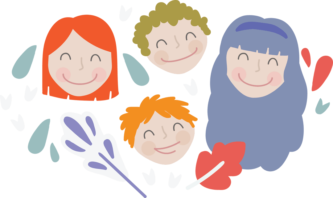 Bright and Colorful Transparent Illustration of Joyful Children