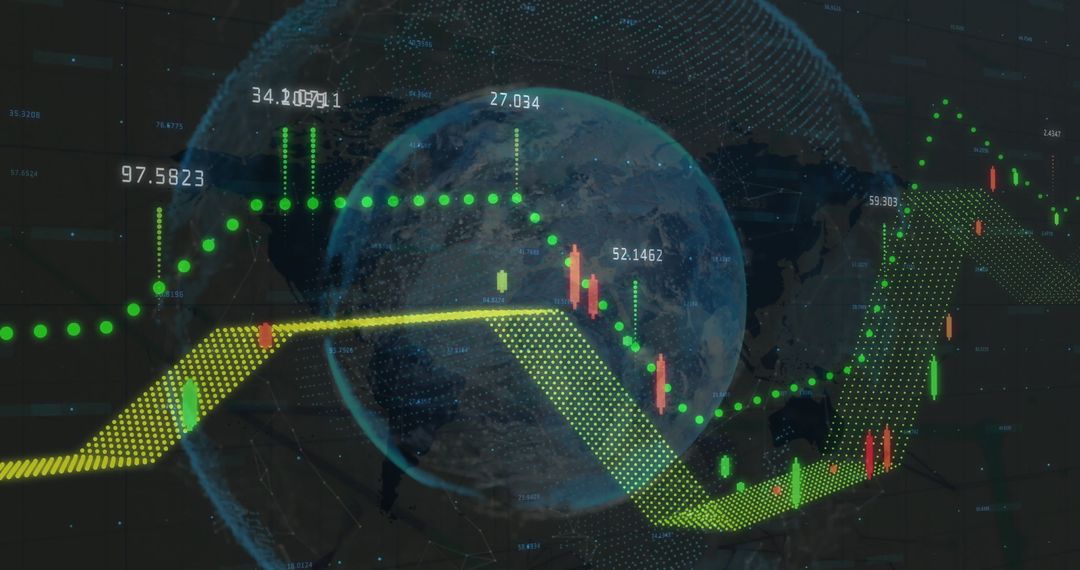 Global Financial Data Processing Concept over Earth