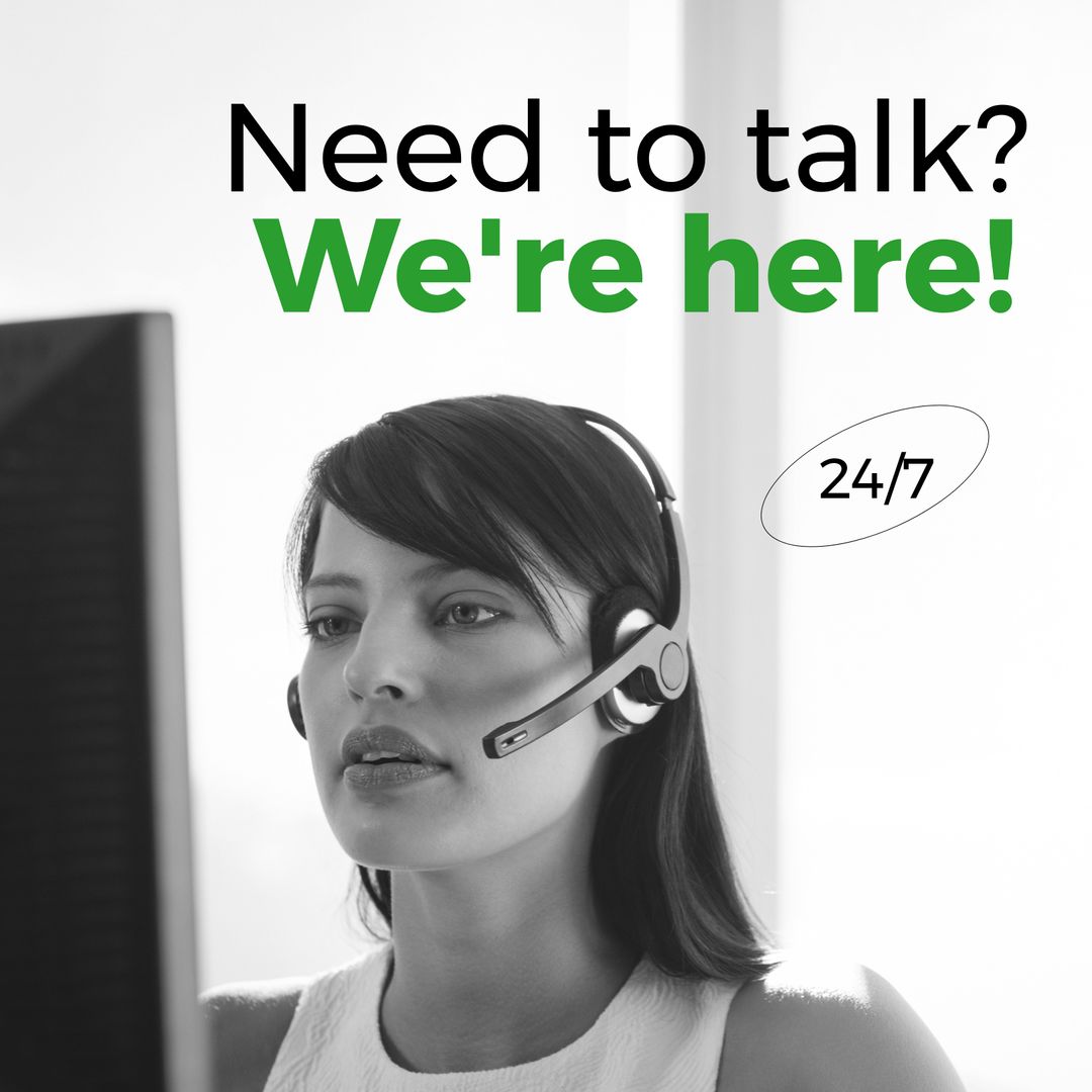 24/7 Customer Support Concept with Representative Using Headset - Download Free Stock Templates Pikwizard.com