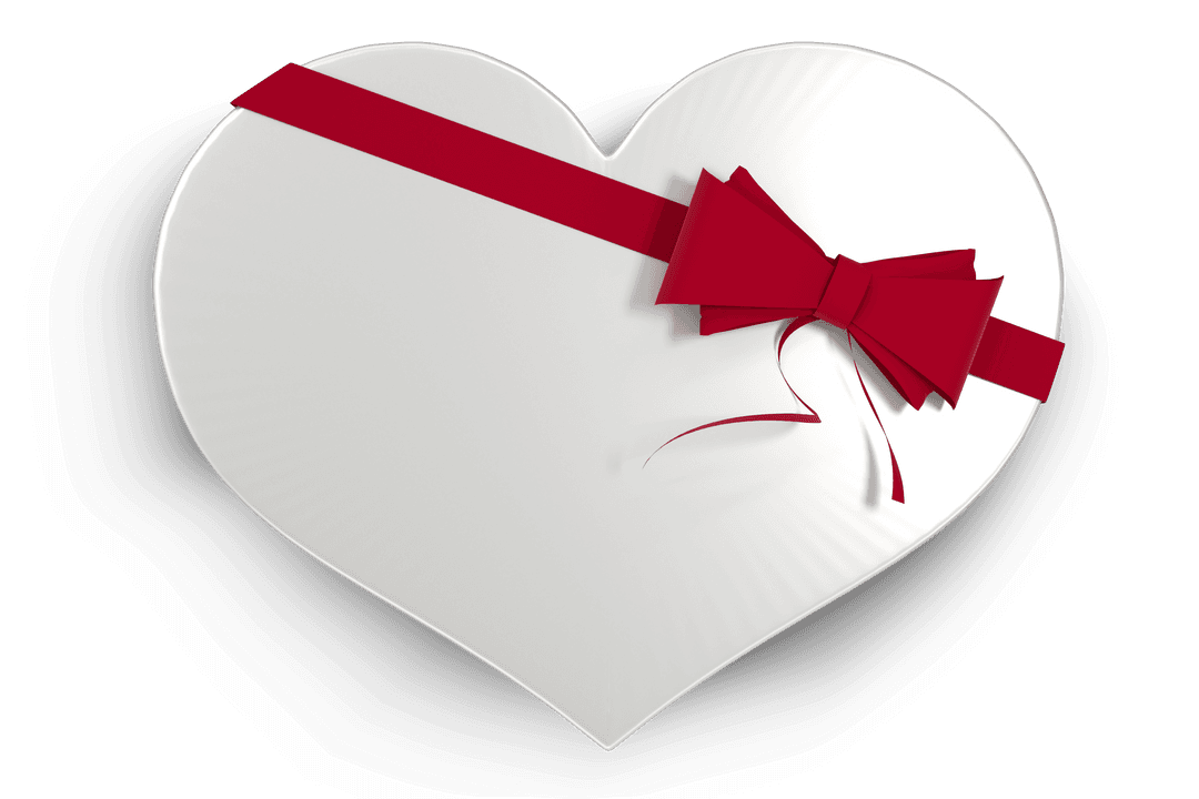 Transparent Heart Shaped Gift Box with Red Ribbon and Bow