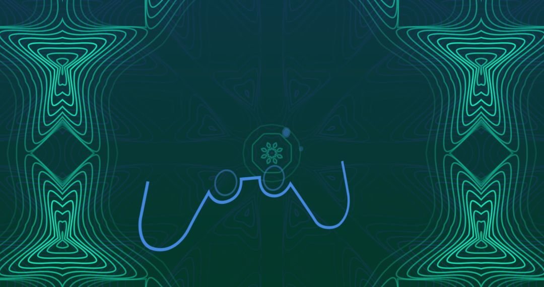 Abstract Geometric Symmetry with Blue and Green Patterns