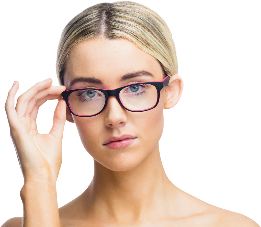 Woman with glasses posing in transparent background headshot - Download Free Stock Images Pikwizard.com