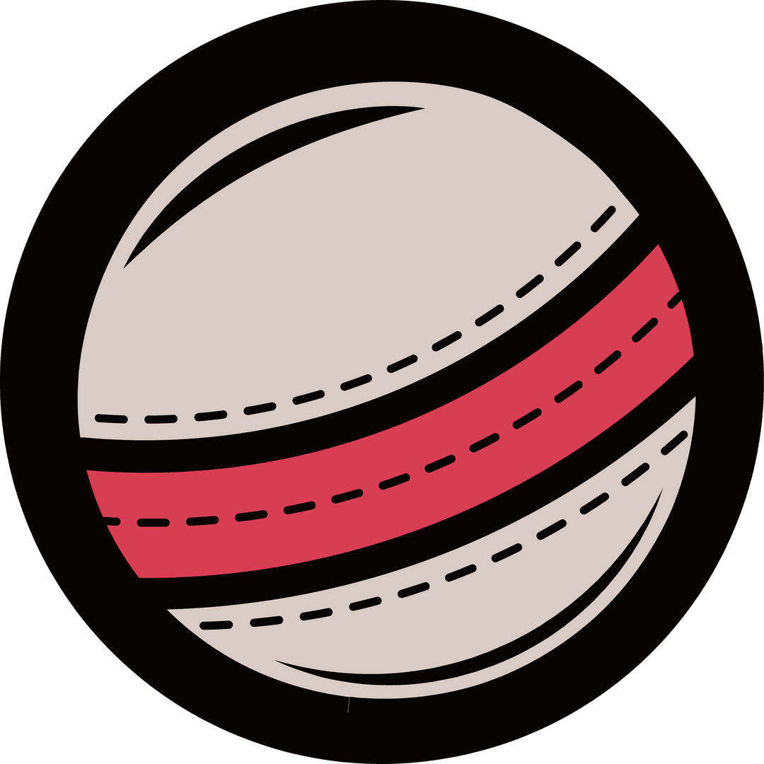 Transparent Floating Stylized Sports Ball with Red Seam Outline