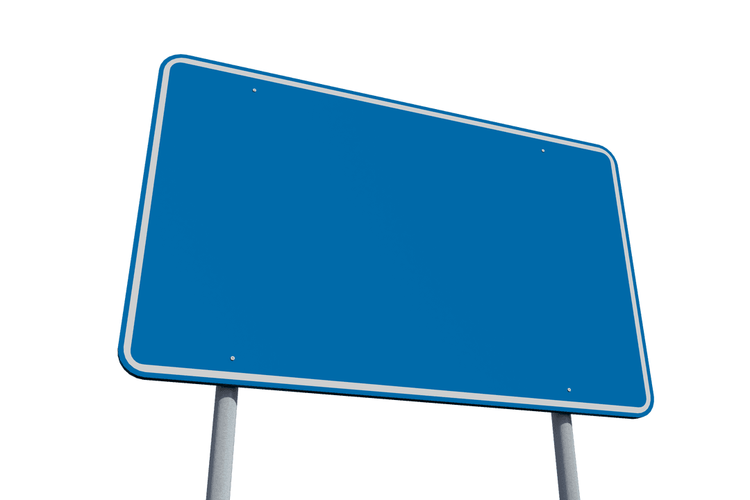 Isolated Blue Signpost on Transparent Background
