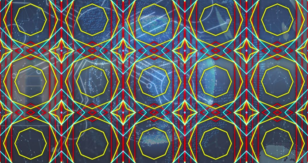 Digital Interface with Neon Geometric Patterns